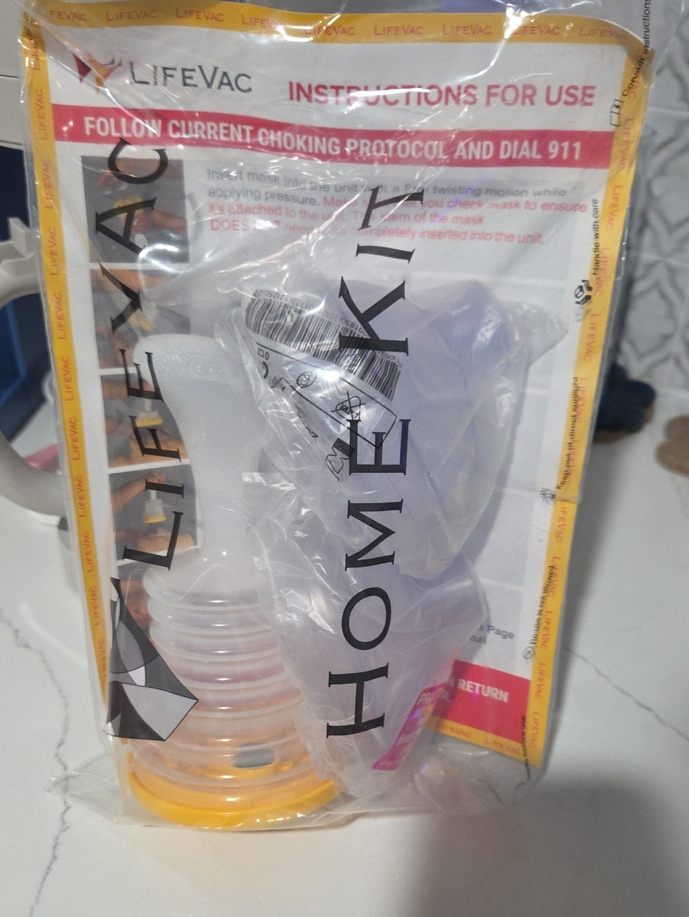 LIFEVAC Home Kit CPR Rescue Device - Yellow & Clear.  New